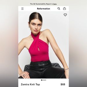 NWT Reformation Zemira Top Rhubarb Pink - US Small 4/6